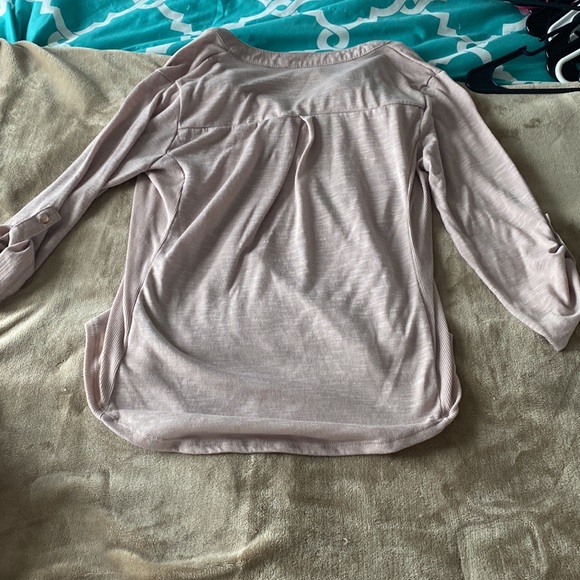 Pink/Cream Color High/Low Button up Top - Picture 2 of 3